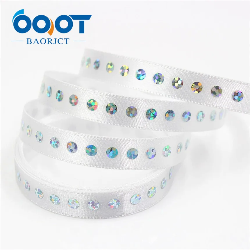 OOOT BAORJCT 184111 10 мм 2 ярда чистая лента Белая лента с блестками свадебные аксессуары ручной работы материал - Цвет: 6