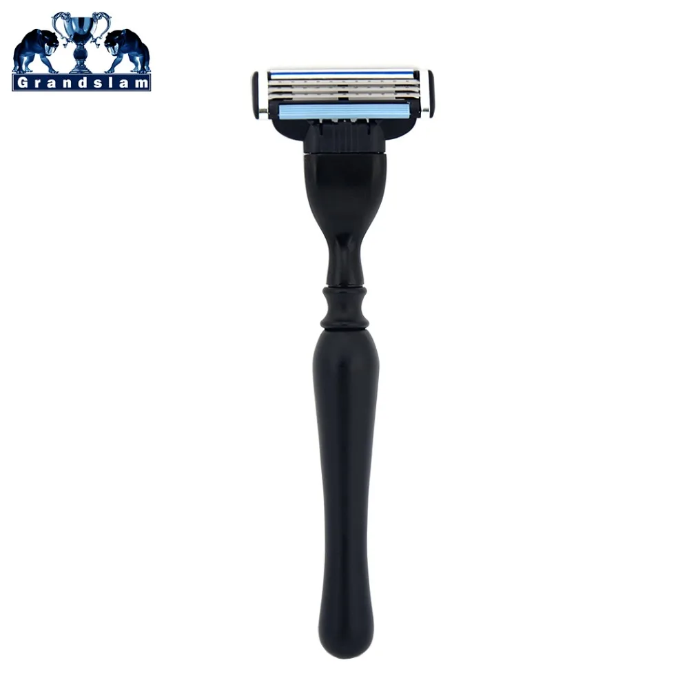 

Grandmslam Manual Safety Shaving Razor Shave Beard Razors For Men Refills Mach 3 Black Alloy Handle + Gift Box
