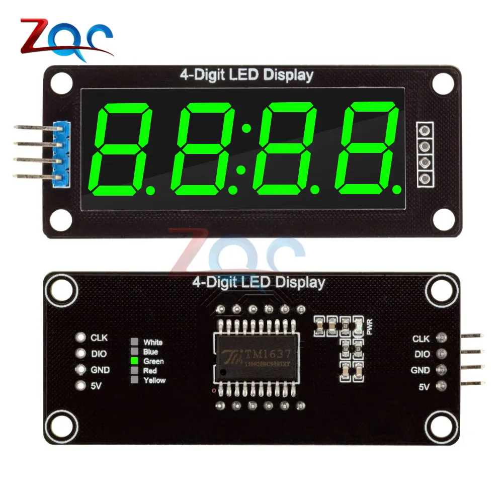 4-разрядный светодиодный 0,5" 7 сегментов Дисплей трубка TM1637 часы с двойным точки модуль Размеры: 30x14 мм 0,56 дюймов для Arduino, 5 цветов