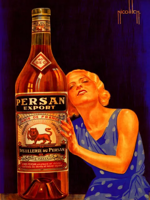 Винтаж алкогольные напитки вино плакат absinthe persan Экспорт Классический холст