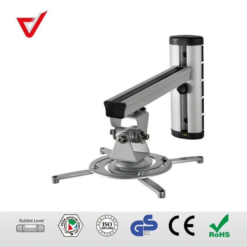 Tanie PR03 ze stopu aluminium ze stopu aluminium 360 stopni do montażu na ścianie Full Motion chowany uniwersalny projektor żarówka jak wieszak uchwyt srebrny czarny