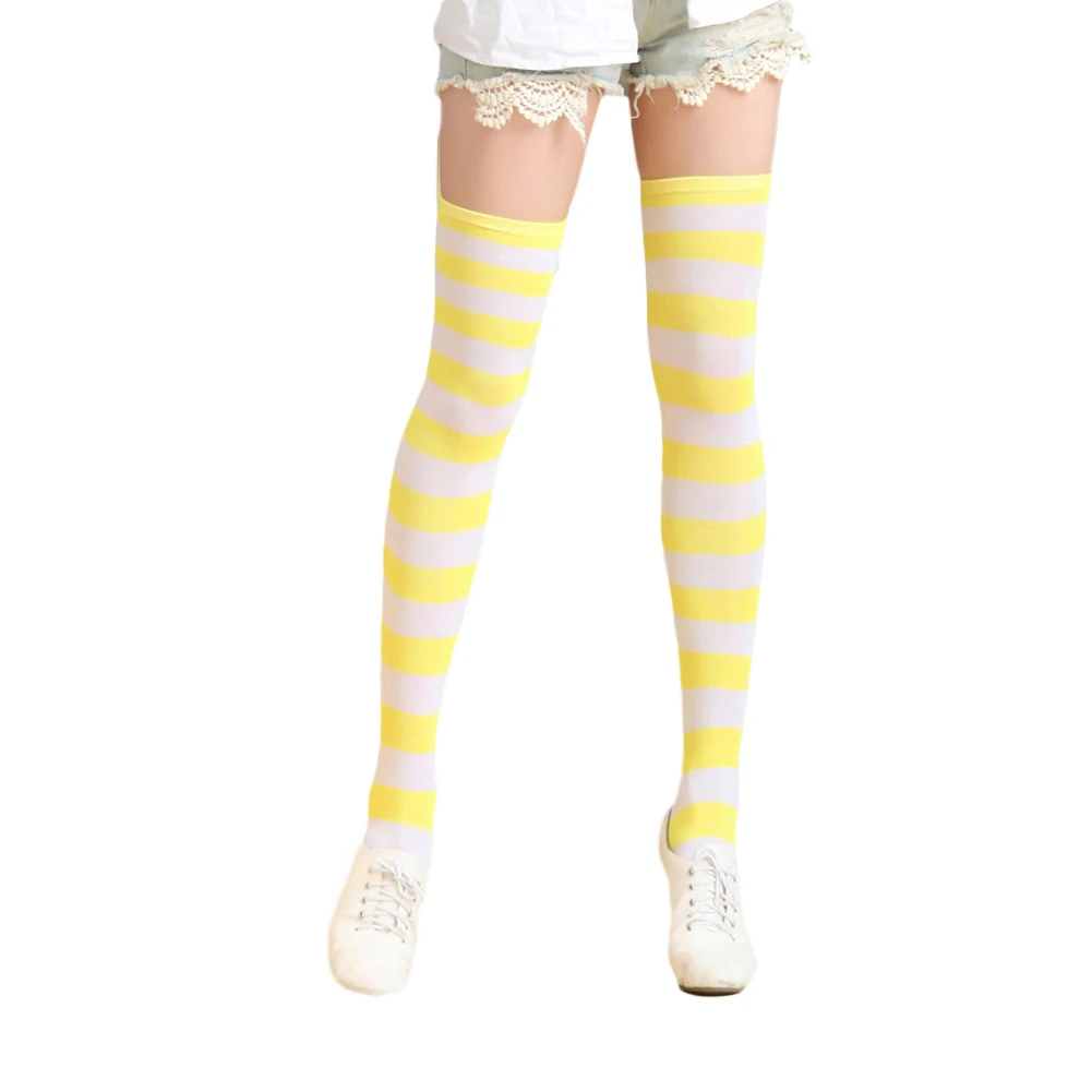 Женские японские милые полосатые высокие чулки выше колена теплые длинные носки компрессионные чулки рождественские носки зима