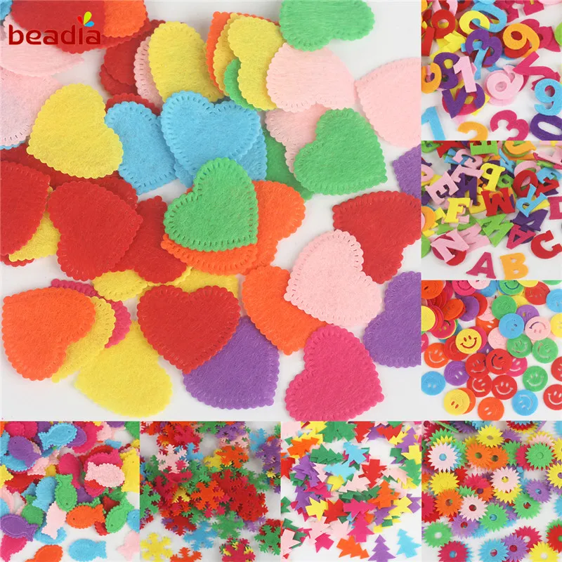

Wholesales! 100pcs/lot Random Mixed Color multi shapes felt patch applique Felt scrapbooking sticker Scrapbooking Sticker