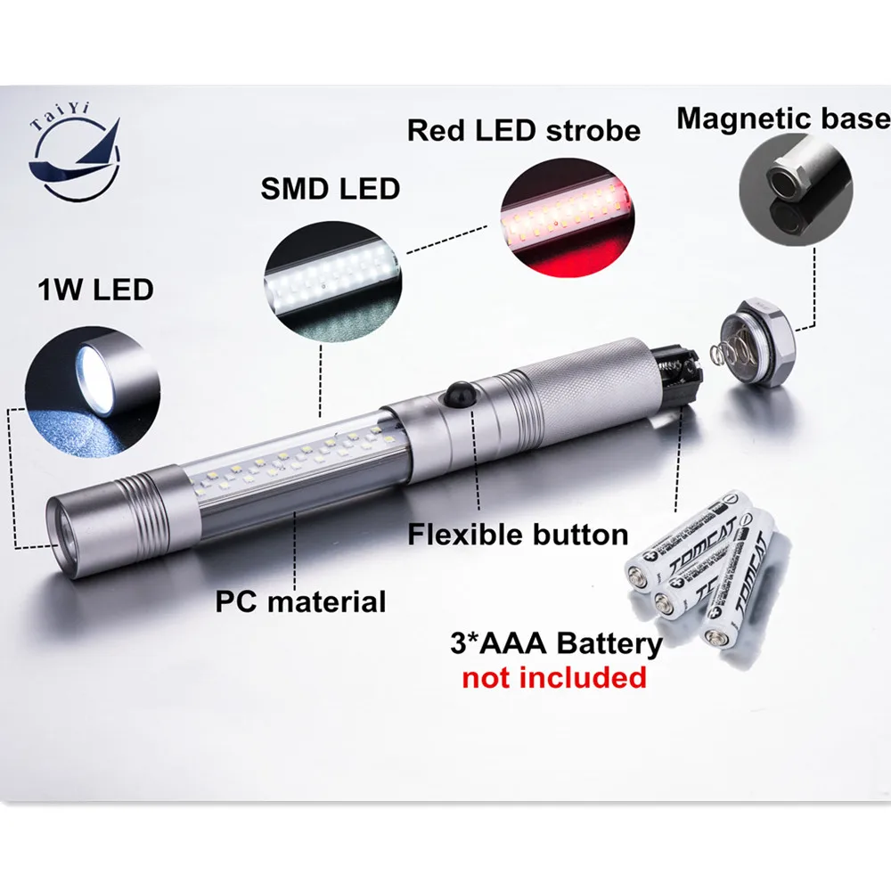 [Taiyi] Алюминий сплав Подсветка придорожных удара автомобильного Аварийные огни ремонт лампы с магнитом Ультра яркий фонарик