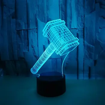 

Hammer 3d Led Night Light Colorful Touch Remote 3d Visual Gift Usb Led Light Electronic Gadgets Kids Lamp