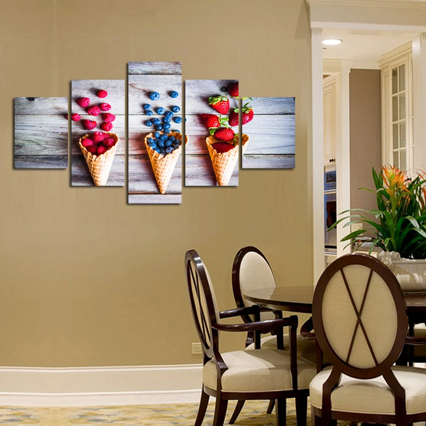 5 Panels Modern Cartoon fruit strawberry ice cream ...