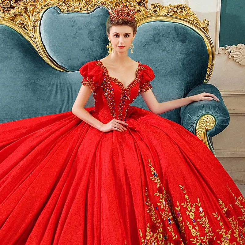 Роскошное красное свадебное платье Lebanon Royal Court с кристаллами и вышивкой