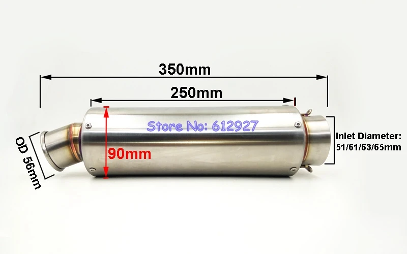 Универсальный Впускной 51 мм 61 мм, 63 мм 65 мм мотоциклетный глушитель Escape из нержавеющей стали заказной мотоциклетный глушитель выхлопной трубы