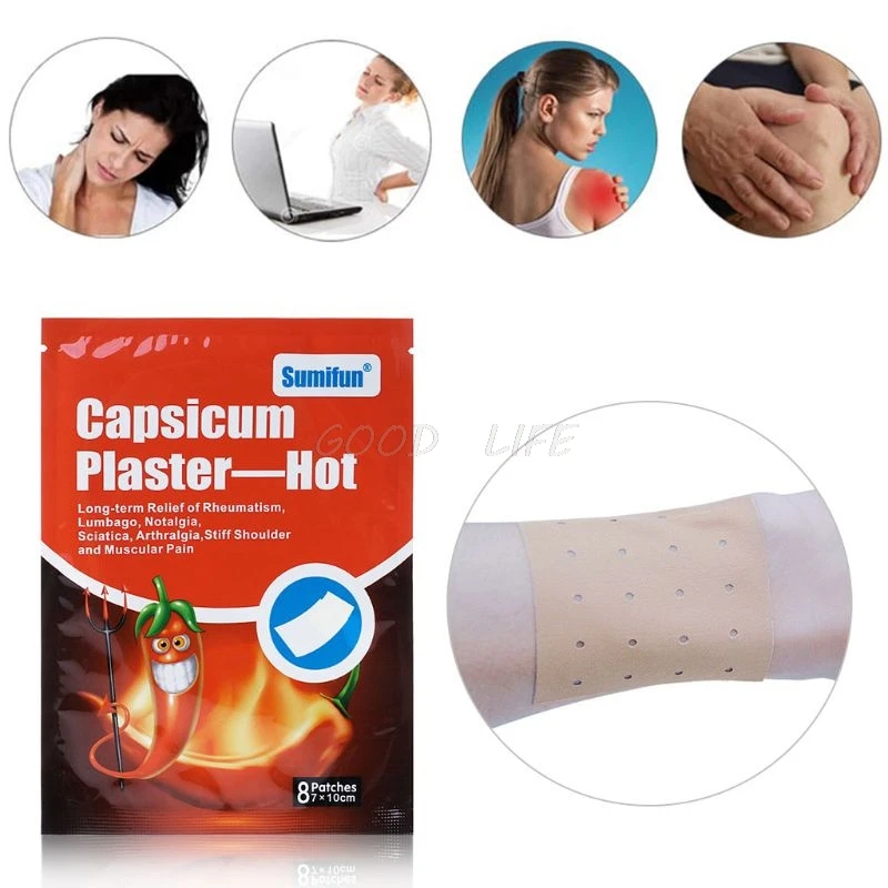 

8Pcs Capsicum Plaster Long Term Rheumatism Relief Lumbago Notalgia Sciatica Arthralgia Stiff Shoulder Muscular Pain Medical Patc