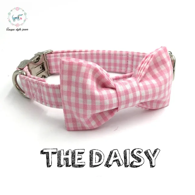 Pink Dog Collar Bow Tie Personal Custom Pet Pupply Designer Handmade Pink Dog Collar Bow Tie Personal Custom Pet Pupply Designer Handmade Diy Product Cat Necklace