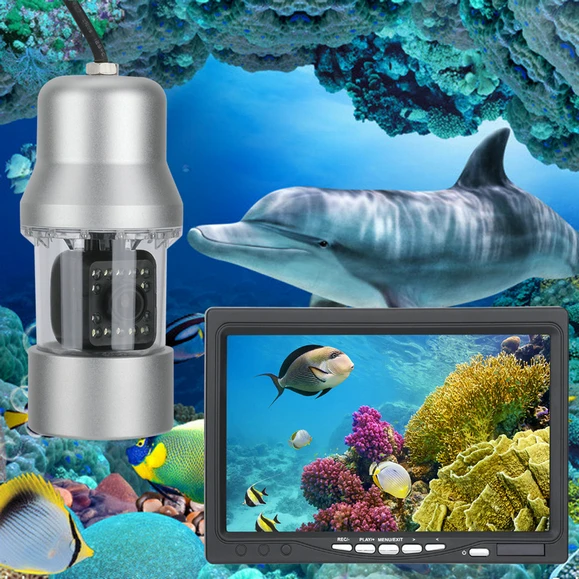 GAMWATER HD CCD подводная рыбалка Камера 0-360 градусов, пульт дистанционного управления Управление, 7 дюймов ЖК-дисплей монитор, 14x Белый свет 20 м 50 м