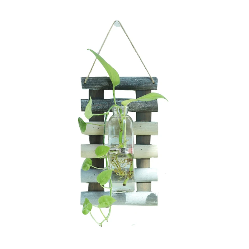 Household Wall Decor Cylinder Wall Hanging Glass Vase Plants Flowers