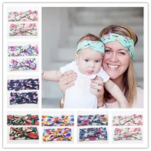 2PC/Set Mom Love Kids Hair Band Ornaments Tie Bow Women Headband Stretch Knot Cotton Head Child hair clip Hair Accessories