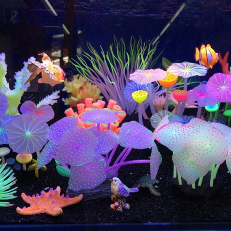 

11-Leaf Silicone Artificial Coral Plants Ornament Decors For Fish Tank Aquarium Plantas Acuario Aquarium Decorations