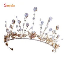 Золотой ободок тиара и короны с листьями Роскошные пикантные женские свадебные аксессуары для невесты для девочек Обручение вечерние украшения для волос H119