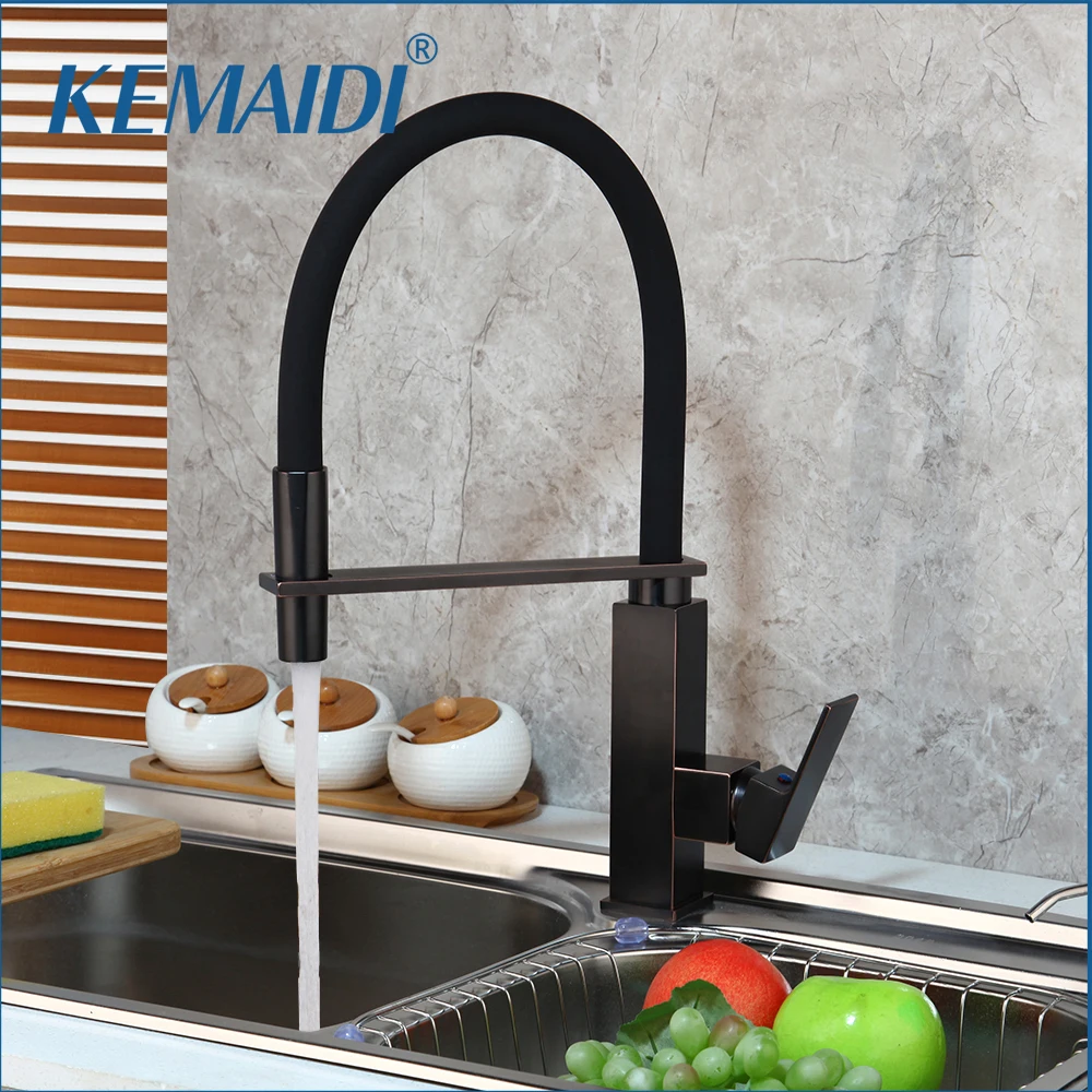 

KEMAIDI 3 Color 360 Swivel Kitchen Basin Faucets Pull Out Black Nickel Brushed Deck Mounted Rotated Sink Mixer Tap Faucet