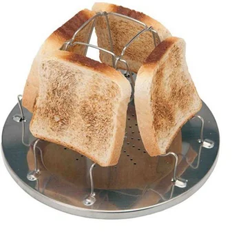 

4 Slice Camping Bread Toast Tray Gas Stoves Cooker BBQ Camping Toaster Rack