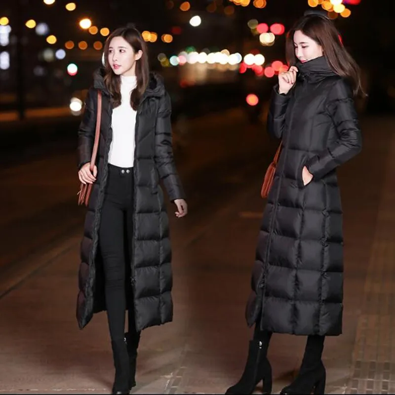 New large size women down jacket Hooded long thick winter coat over the knee Outwear casual warm jacket Female clothing