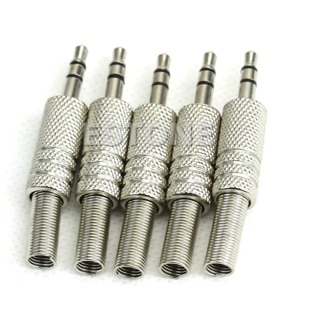 

5pcs 3.5mm 1/8" Stereo TRS Male Audio Silver Plug Adapter Jack Connector