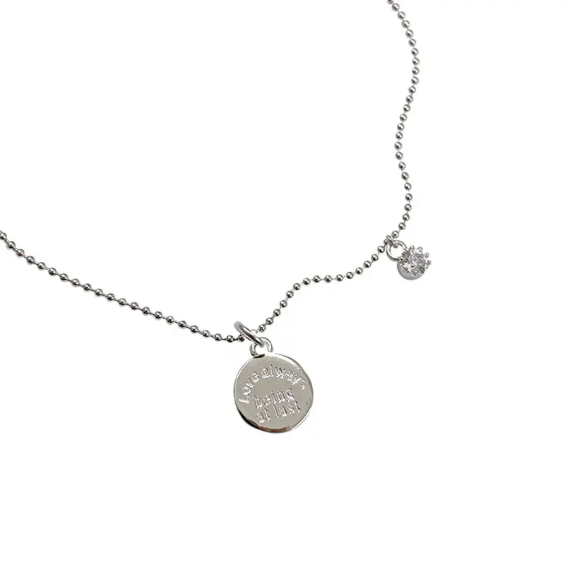 OLOEY, настоящее 925 пробы, серебряное круглое ожерелье с бусинами, для женщин, девушек, любовь Aways Being At Low Letter, ожерелье с подвеской YMN026