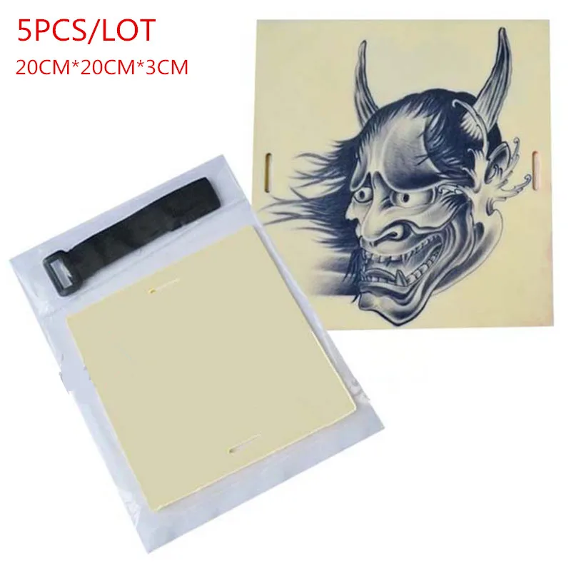 

New 5PCS Blank Tattoo Practice sheet Fake Skin Sheet Double Side use Blank Practice Skin With Strap 20x20cm Supply STPS-S20