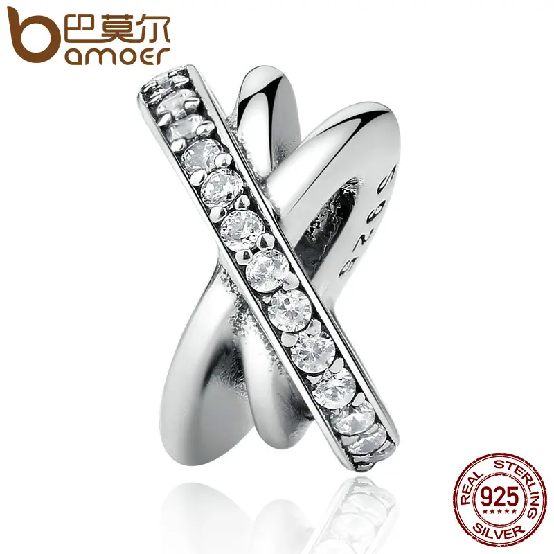 

BAMOER 100% 925 Sterling Silver Irregular Round AAA Zirconia Charm Charms Fit DIY Bracelets Jewelry Accessories PSC003
