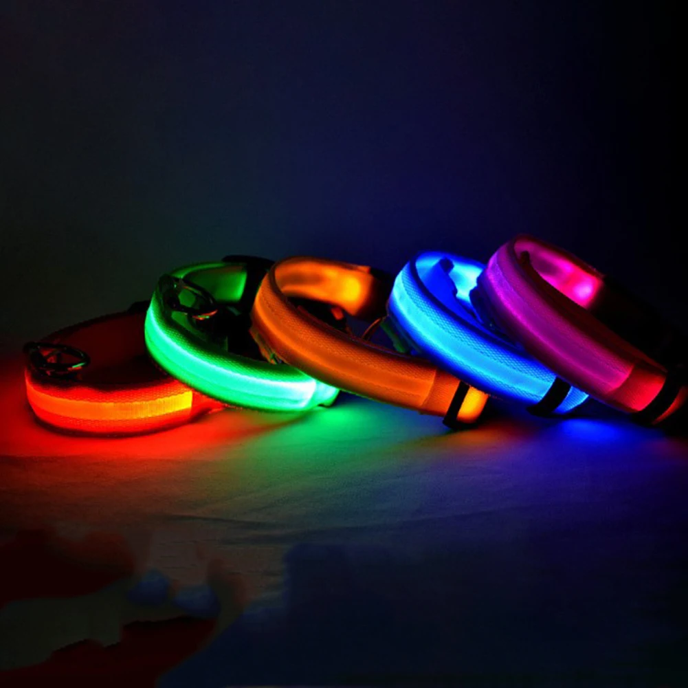 

Nylon LED Pet Dog Collar,Night Safety Flashing Glow In The Dark Dog Leash,Dogs Luminous Fluorescent Collars Pet Supplies