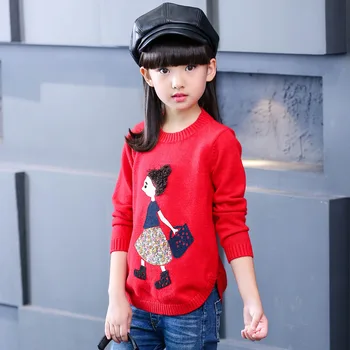 

2018 Spring And Autumn New Pattern Fashion Leisure Cartoon Round Neck Long Sleeve Girl Sweater