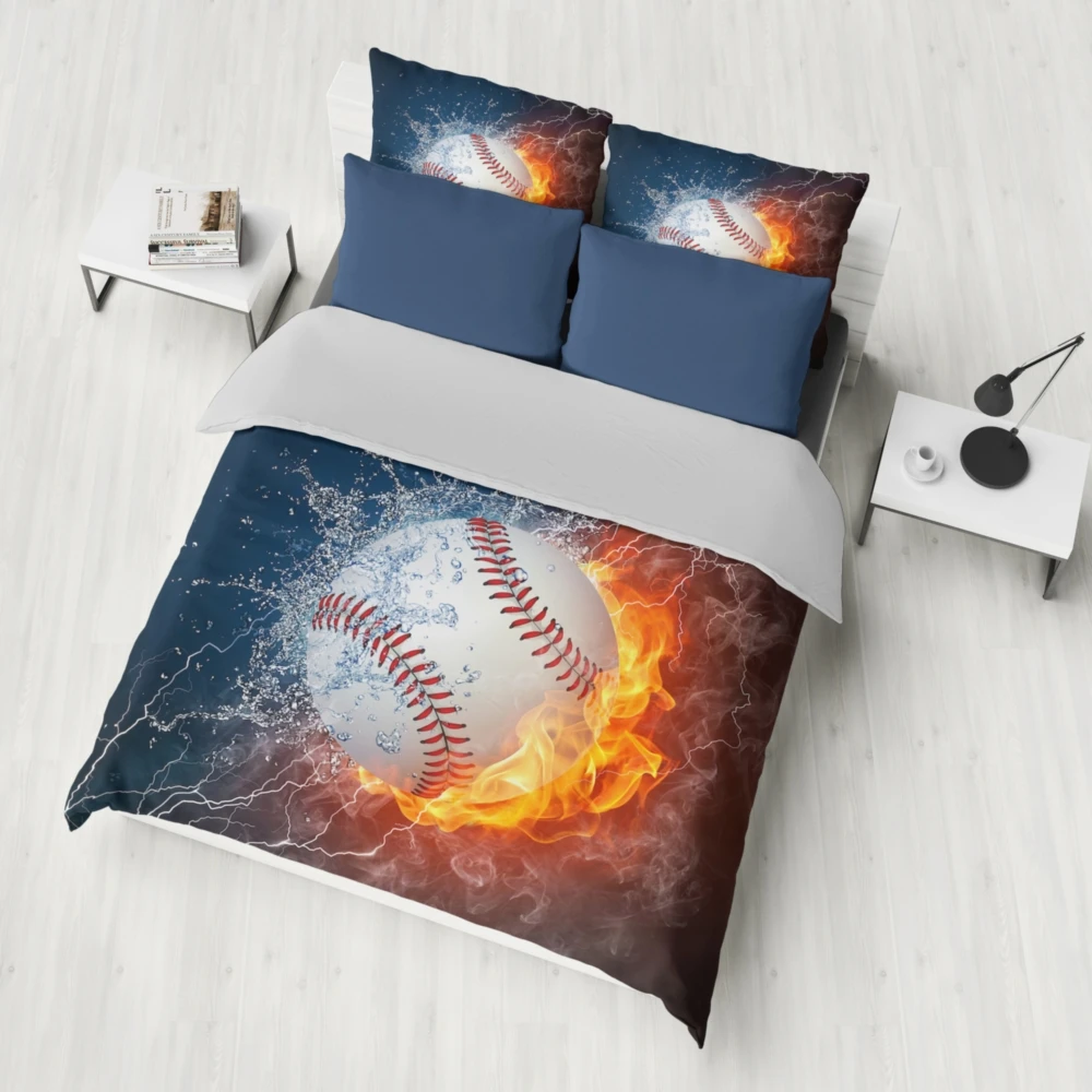 

Dropshipping Bedding set 2/3pcs 3D Bedding Sets blue Print ocean fish Shell Duvet cover sets Baseball Boy Gift