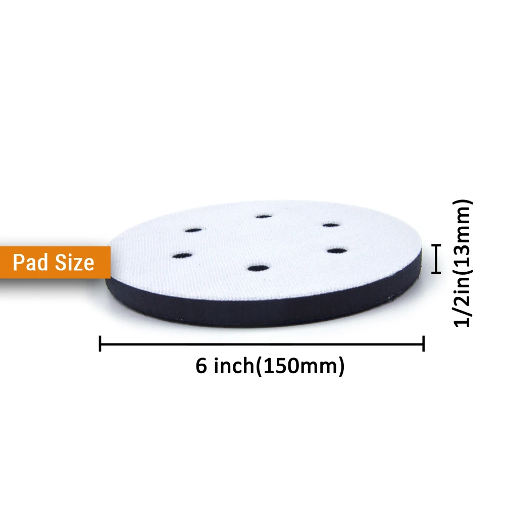 6 дюймов(150 мм) 6-отверстие мягкая губка без пыли интерфейс колодки для " Резервное копирование шлифовальные колодки для неровной поверхности полировки