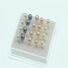 10 пар/упак., ювелирные изделия, смешанные цвета, женские серебряные жемчужные серьги, черные и белые жемчужные серебряные серьги