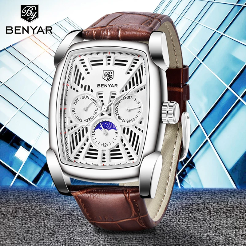 

2019 Watches Men Top Brand Luxury BENYAR Hollow Fashion Sports Watch Moon Phase Male Watches Military Wristwatches Zegarek Meski