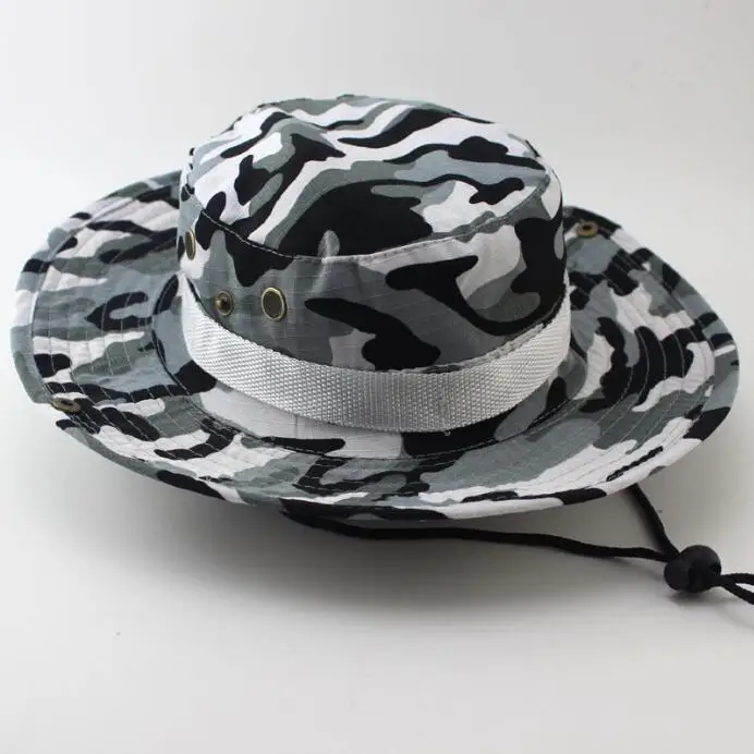 Армейский Стиль шляпа для джунглей Солнцезащитная рыболовная кепка мужская женская хлопковая Рипстоп камуфляжная Военная Панама - Цвет: 10