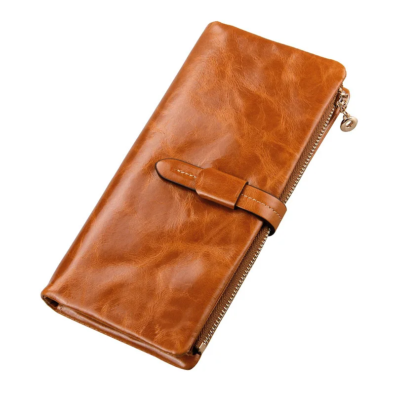 100% Genuine Leather Wallet Long Zipper Coin Purse Designer Bags Women Purses High Quality Credit Card Holder Carteira Feminina