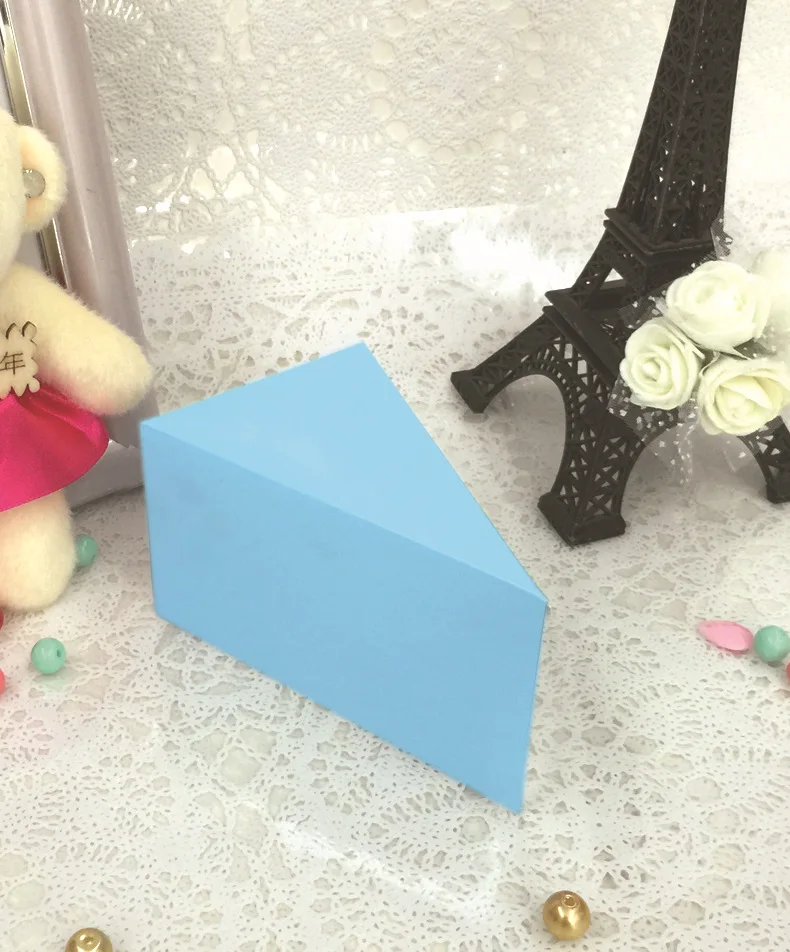 100 шт./лот, треугольная коробка для конфет в стиле торта, для свадьбы, дня рождения, вечеринки, для ребенка, треугольная коробка для шоколада, подарочные коробки, вечерние коробки