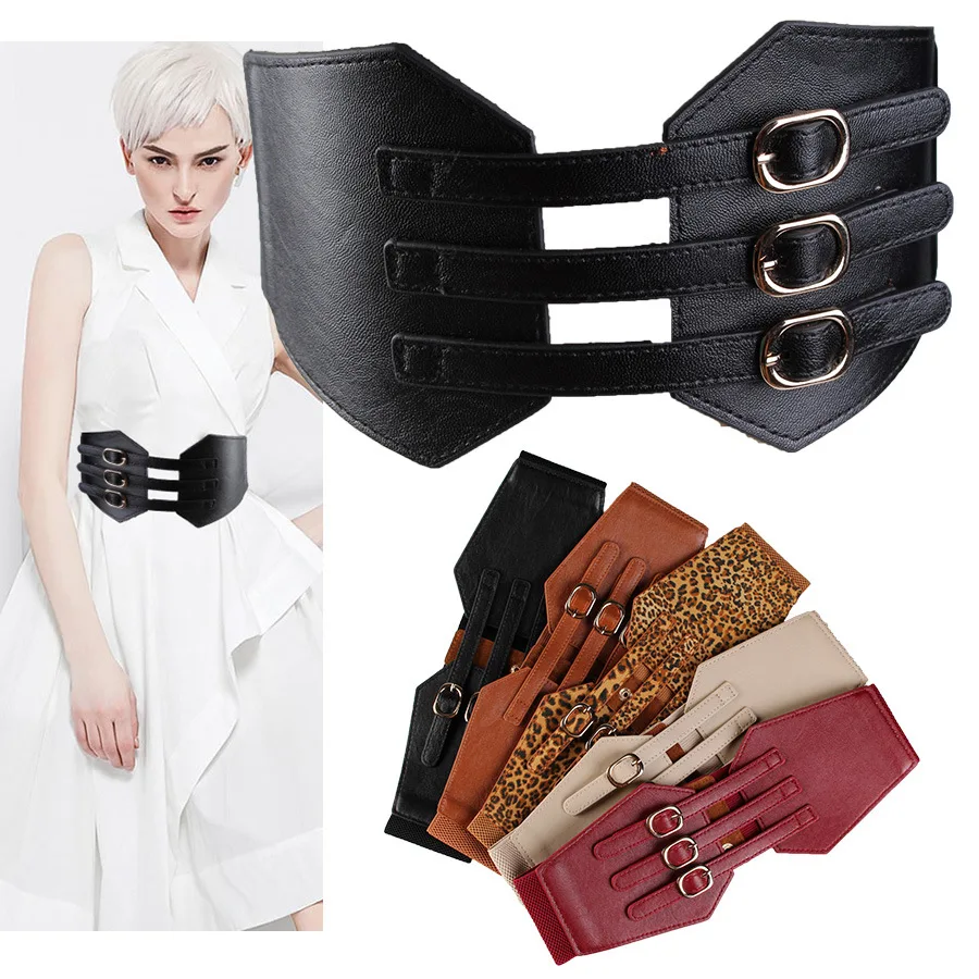 

Women's flexible wide Waist Cummerbunds Party Dress Body Builder Leopard Print Big Large Belts Retro Dress Decoration for Women
