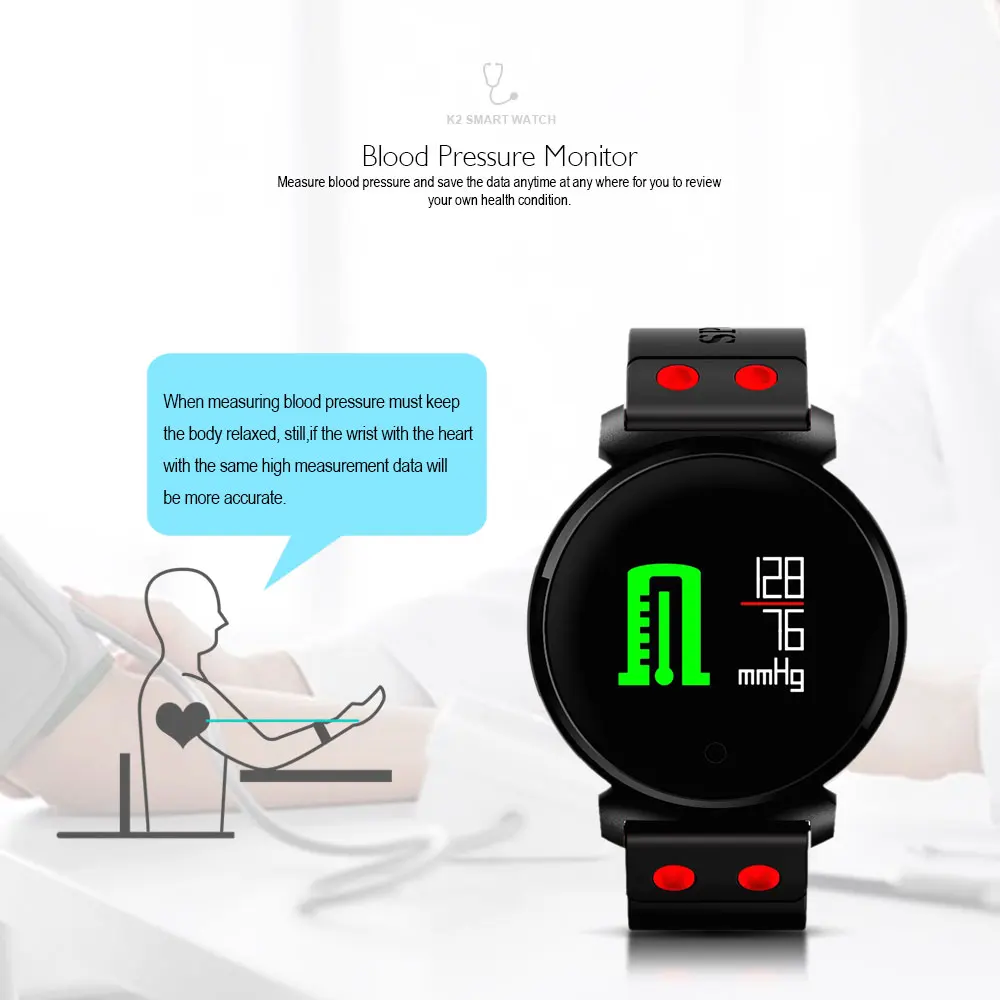 VERYFiTEK K2 Heart Rate Monitor Fitness Bracelet Watch Blood Pressure Oxygen IP68 Waterproof Smart Wristband for IOS Android
