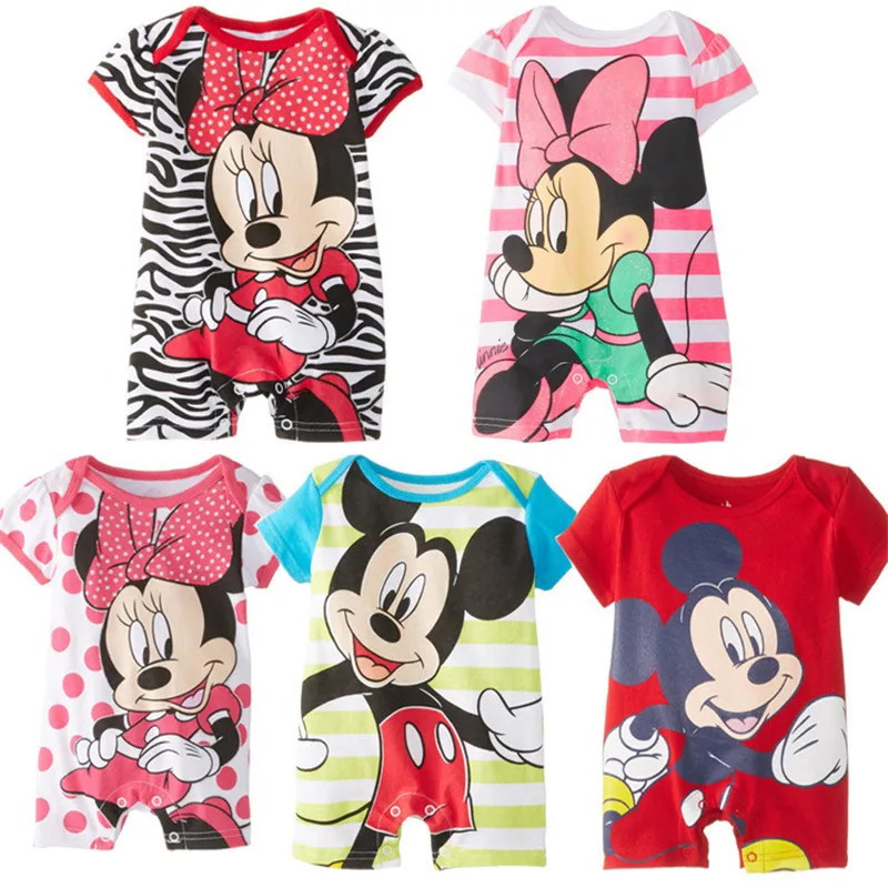 

Summer Minnie Cartoon Kids Clothes Infant Short Sleeved Girl Newborn Cotton Jumpsuit Brand Elegant Children Clothing Vestido