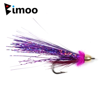 

Bimoo 4PCS #2 Cone Head Magnet Purple Streamer Fly Trout Fishing Bait
