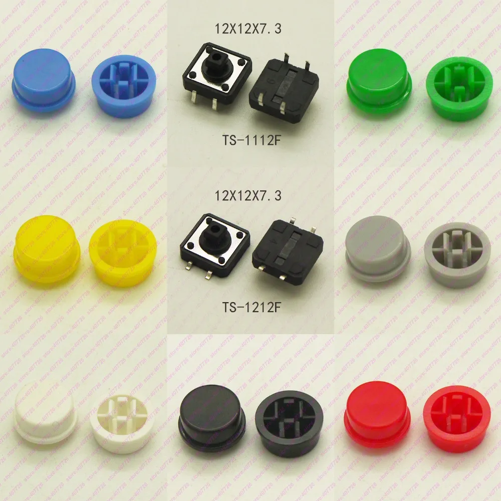 500pcs White Round Tactile Button Caps For 12×12×7.3mm Tact Switches new 