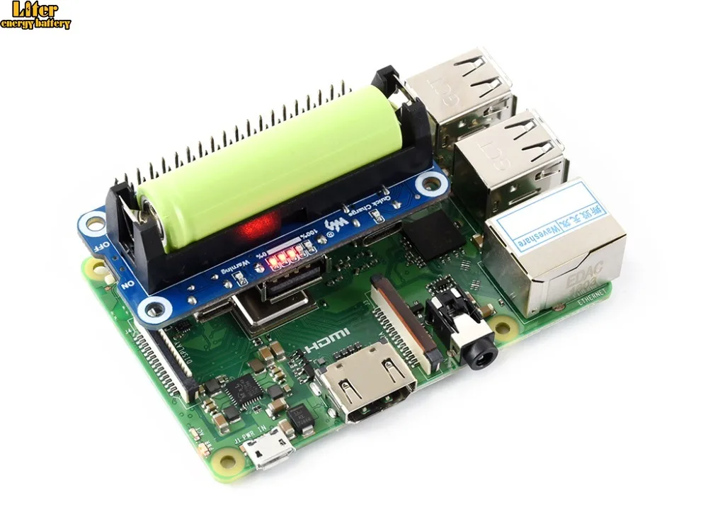 

Raspberry Pi Li-ion Battery HAT, 5V Regulated Output, Bi-directional Quick Charge