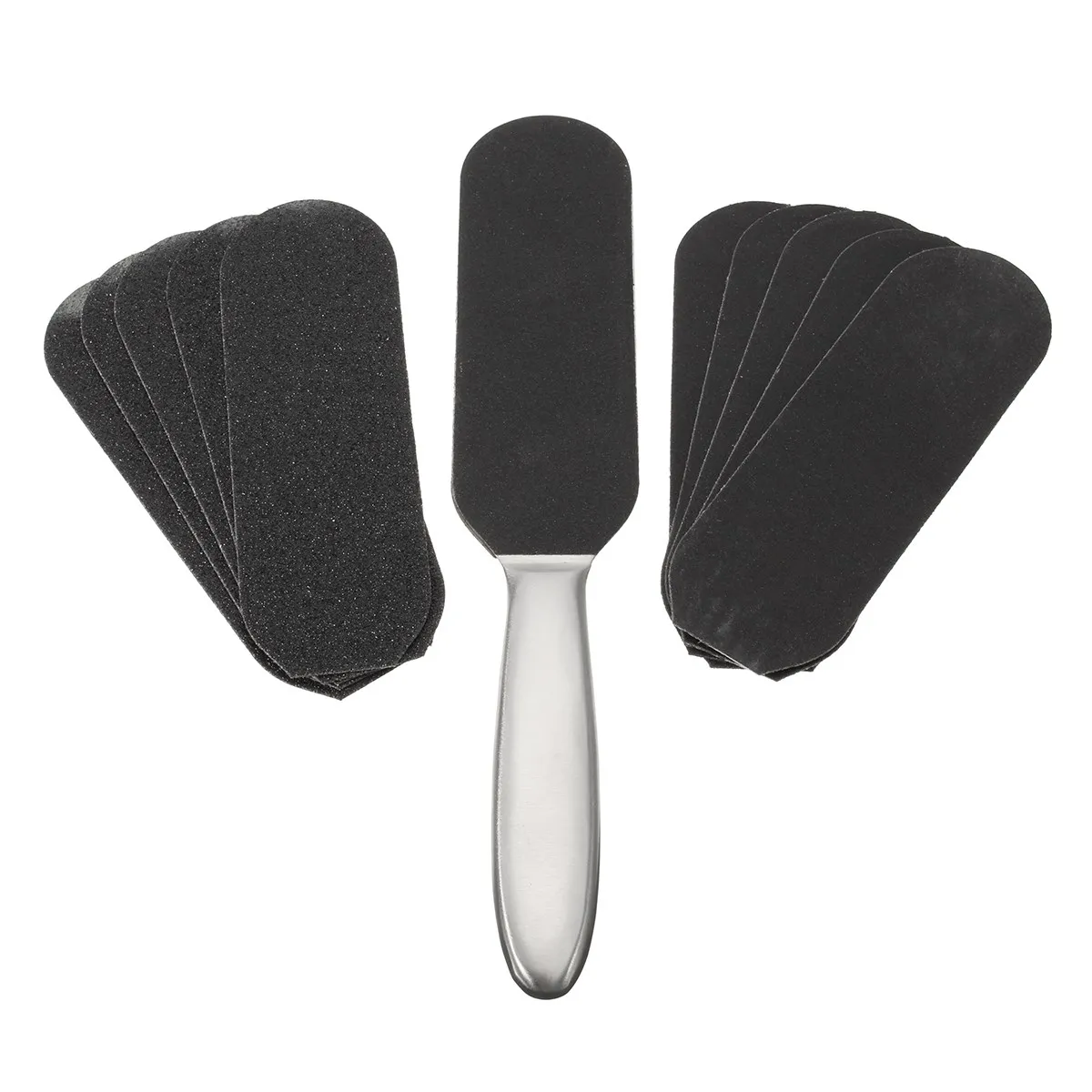 Stainless Steel Double Side Pedicure Foot File +10pcs Dry Sanding Paper