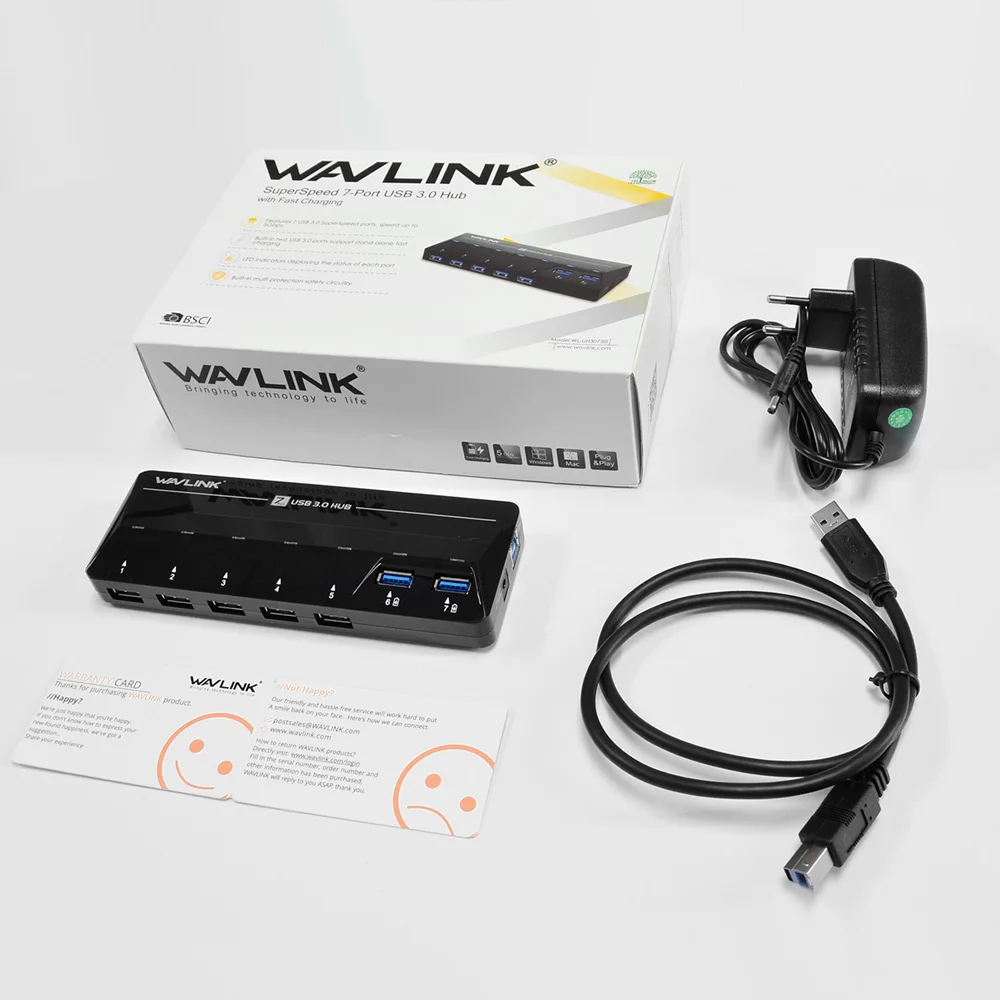 Wavlink быстрой зарядки Super speed 5 Гбит/с usb-хаб 3,0 4/7/10 порта USB разветвитель USB 3,0 hub с внешним Мощность адаптер для портативных ПК