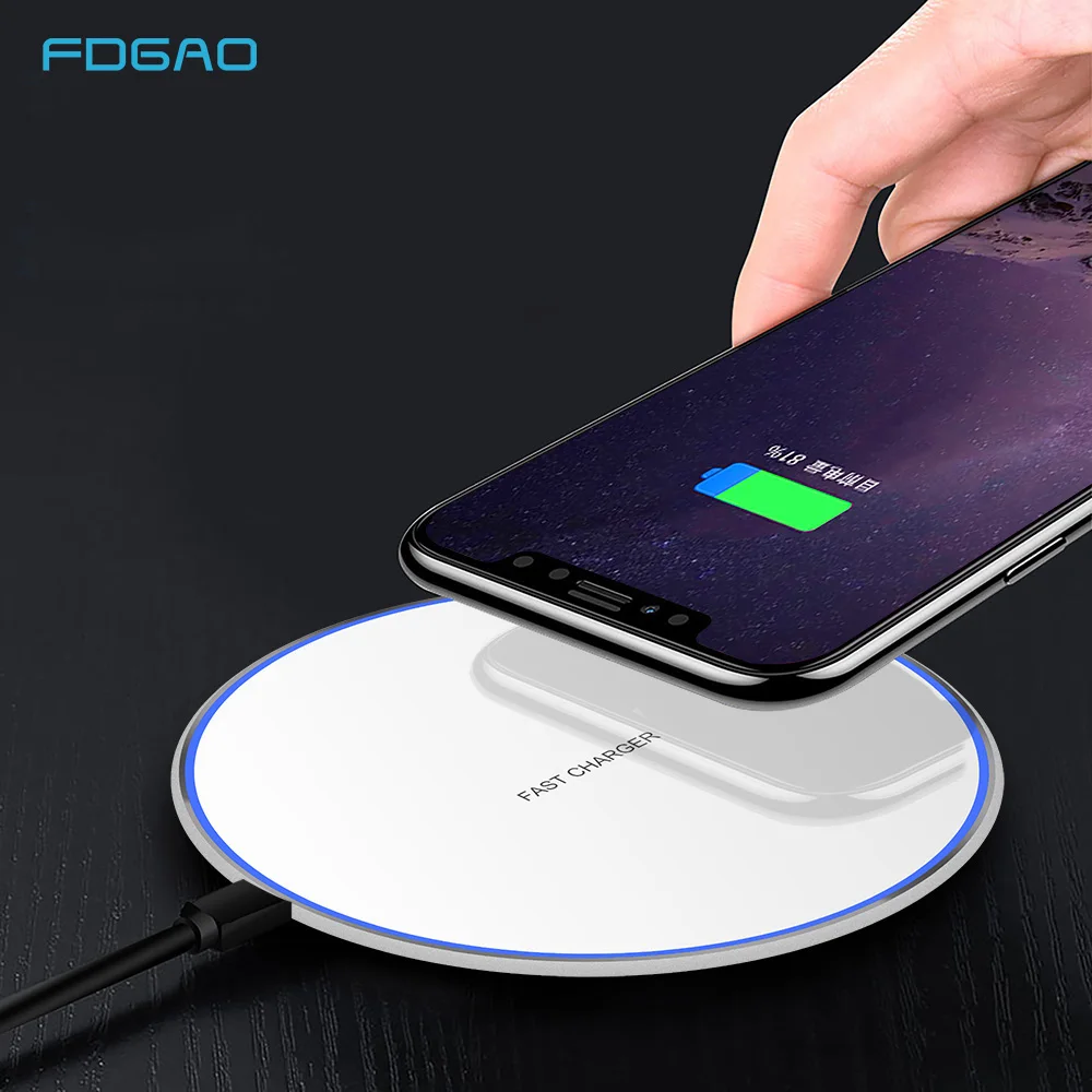 

FDGAO 10W Fast Wireless Charger for iPhone X XS 8 Plus QI Fast Wireless Charging pad for Samsung S9/S9+ S8 Note 9 Xiaomi Huawei