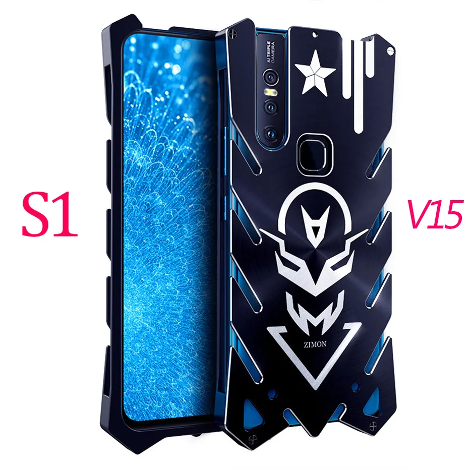Zimon For Vivo V15 Pro Case Luxury Metal Armor Anti-fall Phone Cover With Dual-Use Hand Strap For Vivo S1 V15 Pro Cover Case