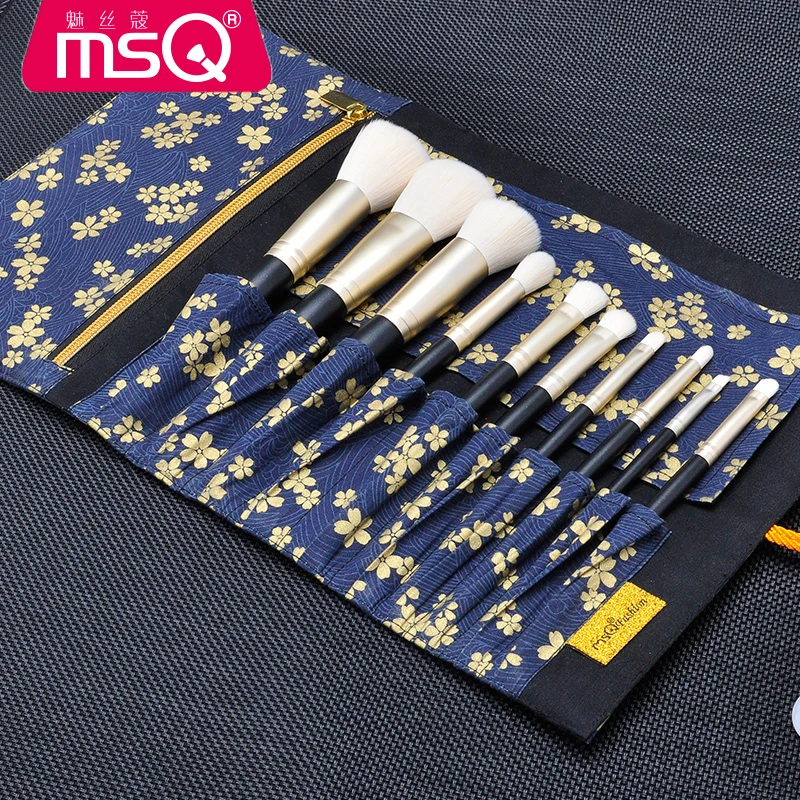 MSQ 10 шт. высококачественный профессиональный косметический набор кистей для макияжа черный с мягким волокном волос и сумка из ткани