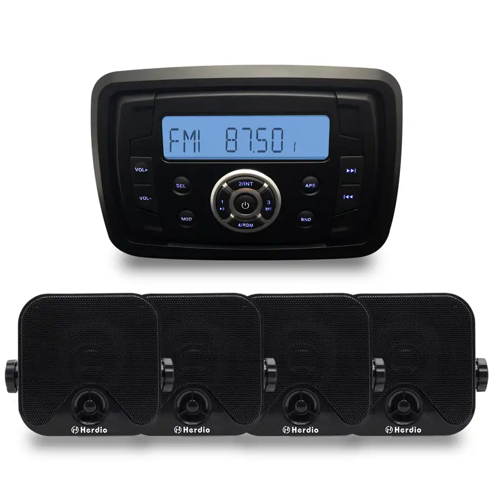 Морской компактный Bluetooth стерео мотоцикл аудио Радио MP3 плеер звуковая система Лодка RV автомобиль UTV ATV спа-комната + 4 \
