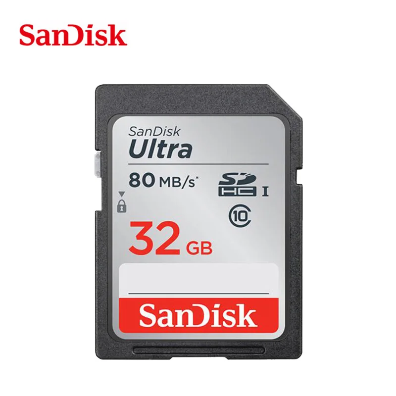 Двойной Флеш-накопитель SanDisk карты памяти SD карты 128 Гб 64 ГБ 32 ГБ оперативной памяти, 16 Гб встроенной памяти, класс 10 SD карта SDHC/SDXC высокое Скорость слот для карт памяти C10 80 МБ/с. для камеры - Емкость: 80M 32G