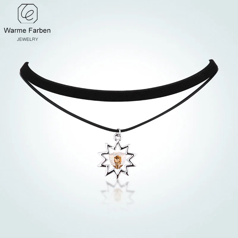 Warme Farben женское ожерелье барокко черная двойная веревка цепь Кристальное Чокер-ожерелье от Swarovski ожерелье на шею Collares - Цвет камня: as picture