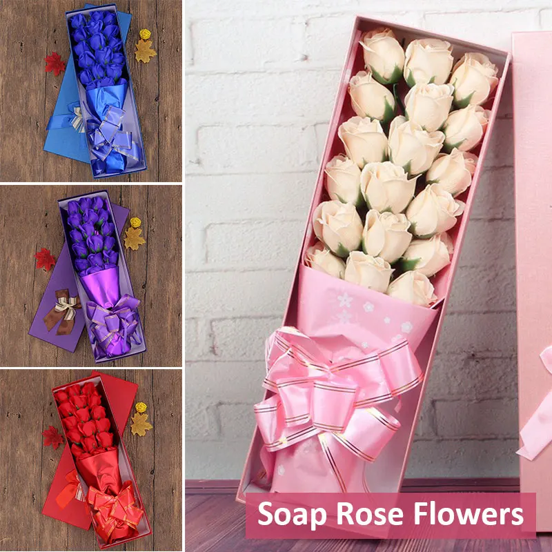Мыло в форме розы 18 мыло ароматизированный розой цветок розы День Святого Валентина украшение дома красивый подарок в коробке романтический